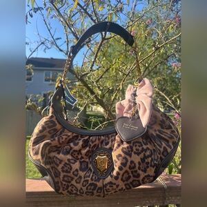 Juicy Couture Leopard Print Shoulder Bag with Pink Accent